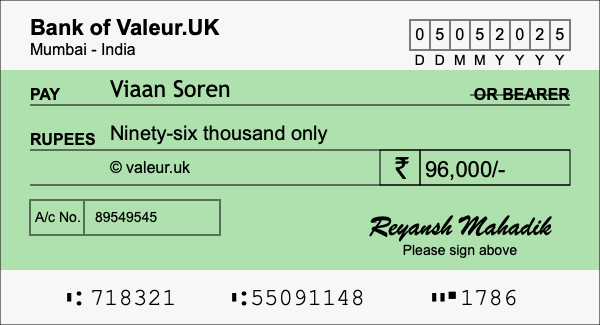 How to write a cheque for 96,000 rupees How to write a cheque for 96,000 rupees
