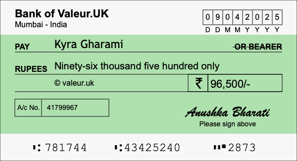 How to write a cheque for 96,500 rupees How to write a cheque for 96,500 rupees