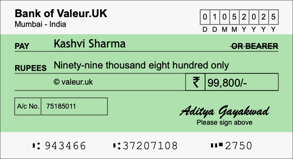 How to write a cheque for 99,800 rupees How to write a cheque for 99,800 rupees