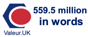 559.5 million in words 559.5 million in words