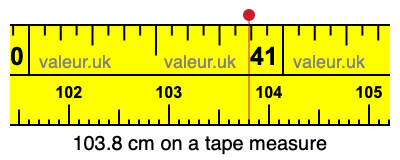 103.8 centimeters on a tape measure