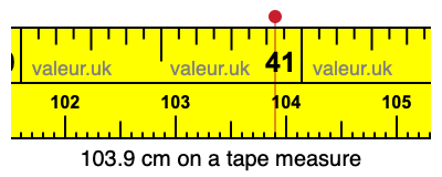 103.9 centimeters on a tape measure