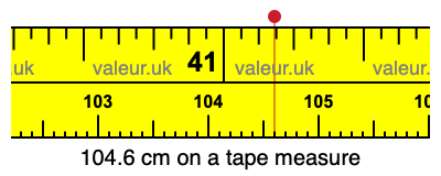 104.6 centimeters on a tape measure