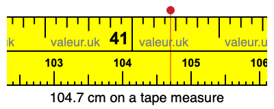 104.7 centimeters on a tape measure