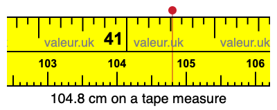 104.8 centimeters on a tape measure