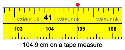 104.9 centimeters on a tape measure