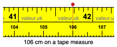 106 centimeters on a tape measure