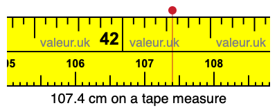 107.4 centimeters on a tape measure