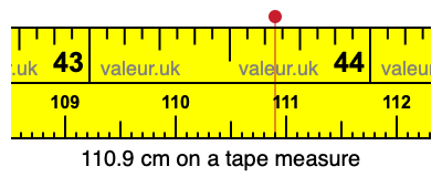 110.9 centimeters on a tape measure