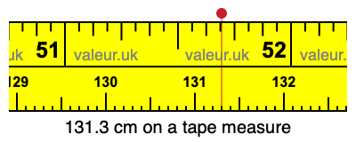 131.3 cm on a tape measure 131.3 centimeters on a tape measure
