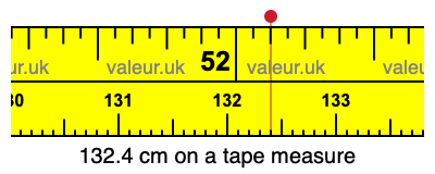 132.4 centimeters on a tape measure