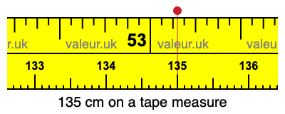 135 cm on a tape measure 135 centimeters on a tape measure