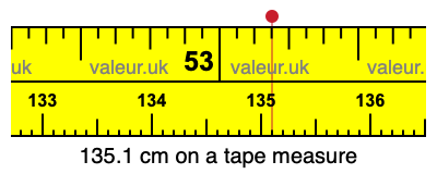 135.1 cm on a tape measure 135.1 centimeters on a tape measure