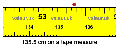 135.5 centimeters on a tape measure