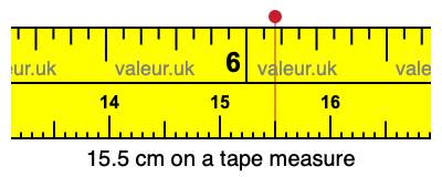 15.5 centimeters on a tape measure