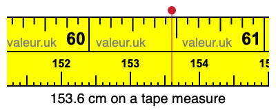 153.6 cm on a tape measure 153.6 centimeters on a tape measure