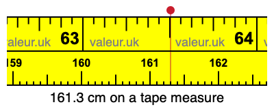 161.3 centimeters on a tape measure