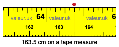 163.5 cm on a tape measure 163.5 centimeters on a tape measure