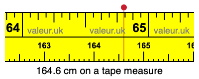 164.6 cm on a tape measure 164.6 centimeters on a tape measure
