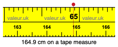 164.9 cm on a tape measure 164.9 centimeters on a tape measure