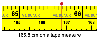 166.8 cm on a tape measure 166.8 centimeters on a tape measure