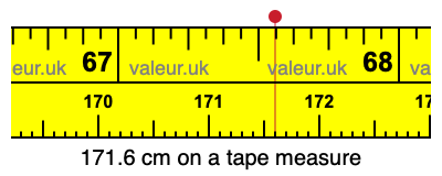 171.6 cm on a tape measure 171.6 centimeters on a tape measure