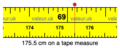 175.5 centimeters on a tape measure