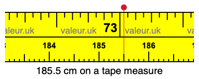 185.5 centimeters on a tape measure