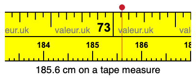 185.6 centimeters on a tape measure