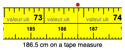 186.5 cm on a tape measure 186.5 centimeters on a tape measure