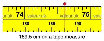 189.5 centimeters on a tape measure