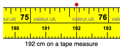 192 cm on a tape measure 192 centimeters on a tape measure