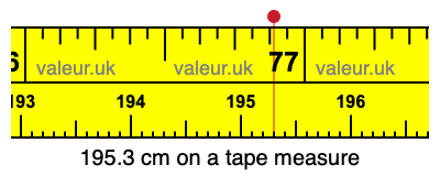 195.3 cm on a tape measure 195.3 centimeters on a tape measure