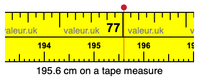 195.6 cm on a tape measure 195.6 centimeters on a tape measure