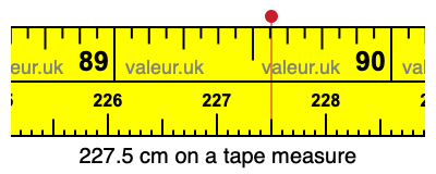 227.5 centimeters on a tape measure