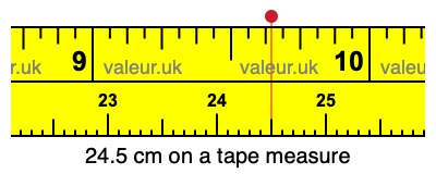 24.5 centimeters on a tape measure