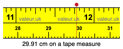 29.91 cm on a tape measure 29.91 centimeters on a tape measure