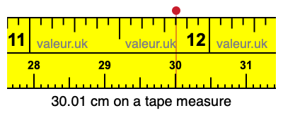 30.01 centimeters on a tape measure