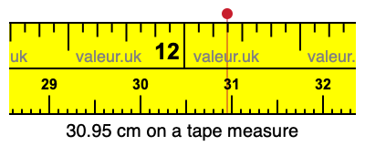 30.95 centimeters on a tape measure