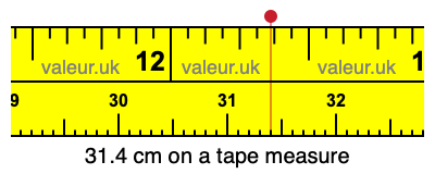 31.4 centimeters on a tape measure