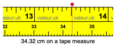 34.32 centimeters on a tape measure