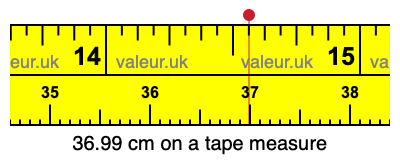 36.99 cm on a tape measure 36.99 centimeters on a tape measure