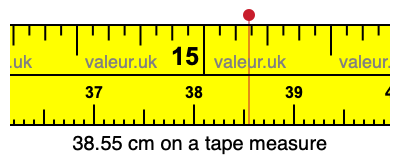 38.55 cm on a tape measure 38.55 centimeters on a tape measure