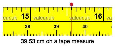39.53 cm on a tape measure 39.53 centimeters on a tape measure