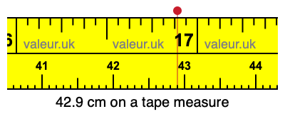 42.9 centimeters on a tape measure
