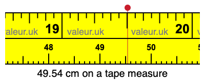 49.54 cm on a tape measure 49.54 centimeters on a tape measure