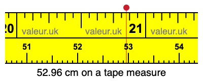 52.96 cm on a tape measure 52.96 centimeters on a tape measure