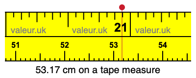 53.17 cm on a tape measure 53.17 centimeters on a tape measure