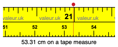 53.31 cm on a tape measure 53.31 centimeters on a tape measure