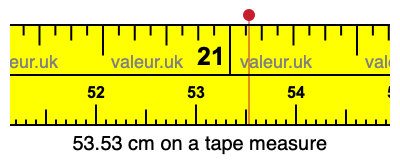53.53 cm on a tape measure 53.53 centimeters on a tape measure